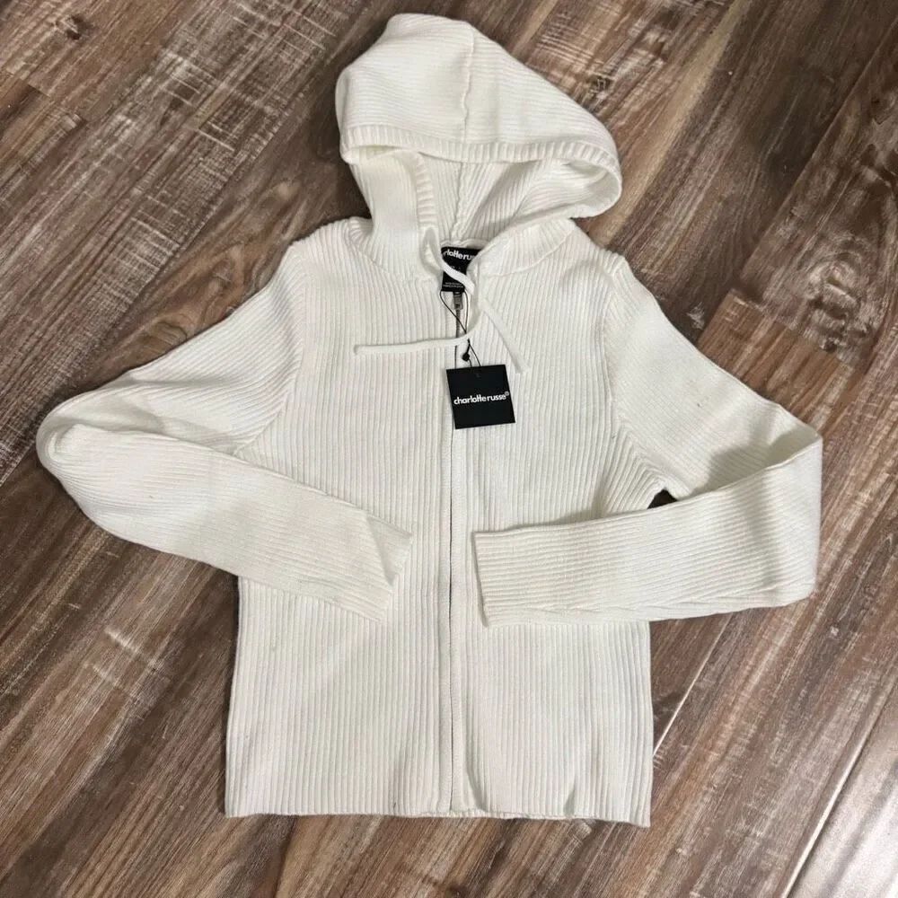 New Charlotte Ruse Cropped Zip-Up Hooded Sweater